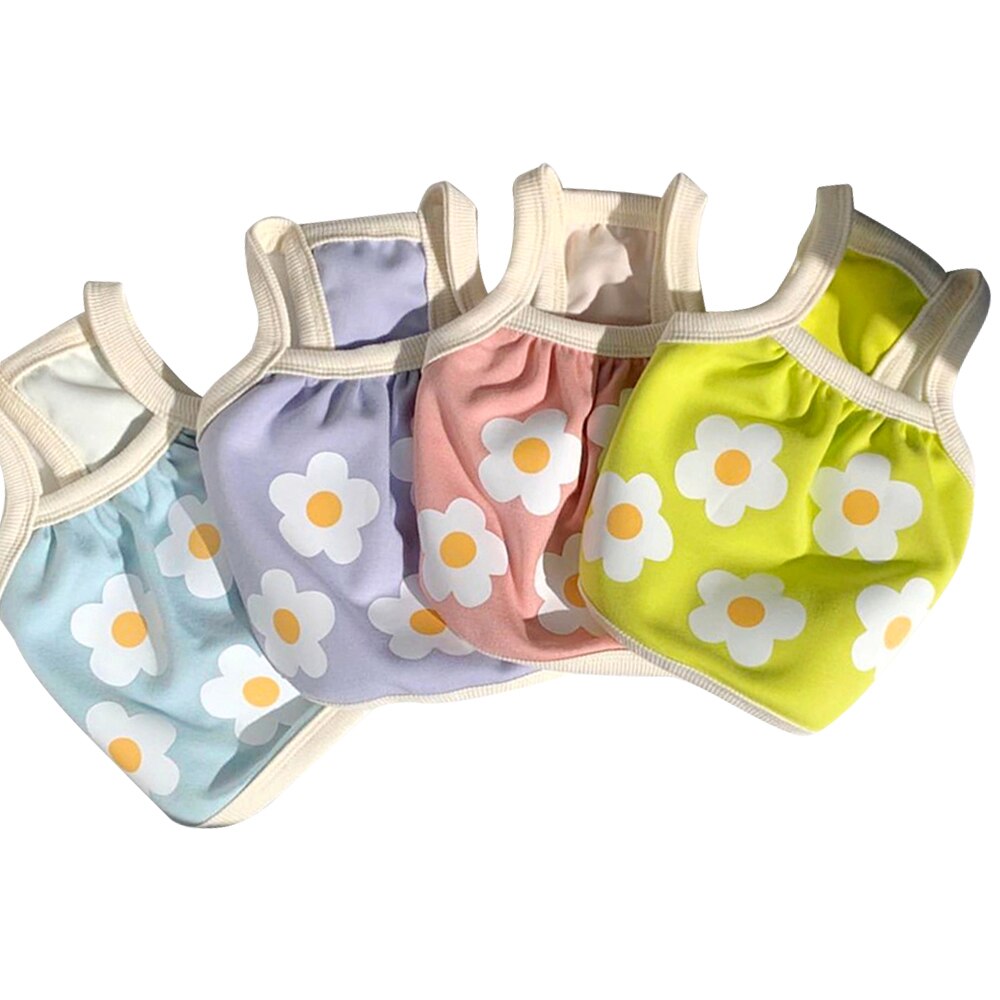 Summer Outdoor Cartoon Dog Clothes T-shirt Vest Flower Printing Clothes For Dog Shirt For Small Medium Puppy