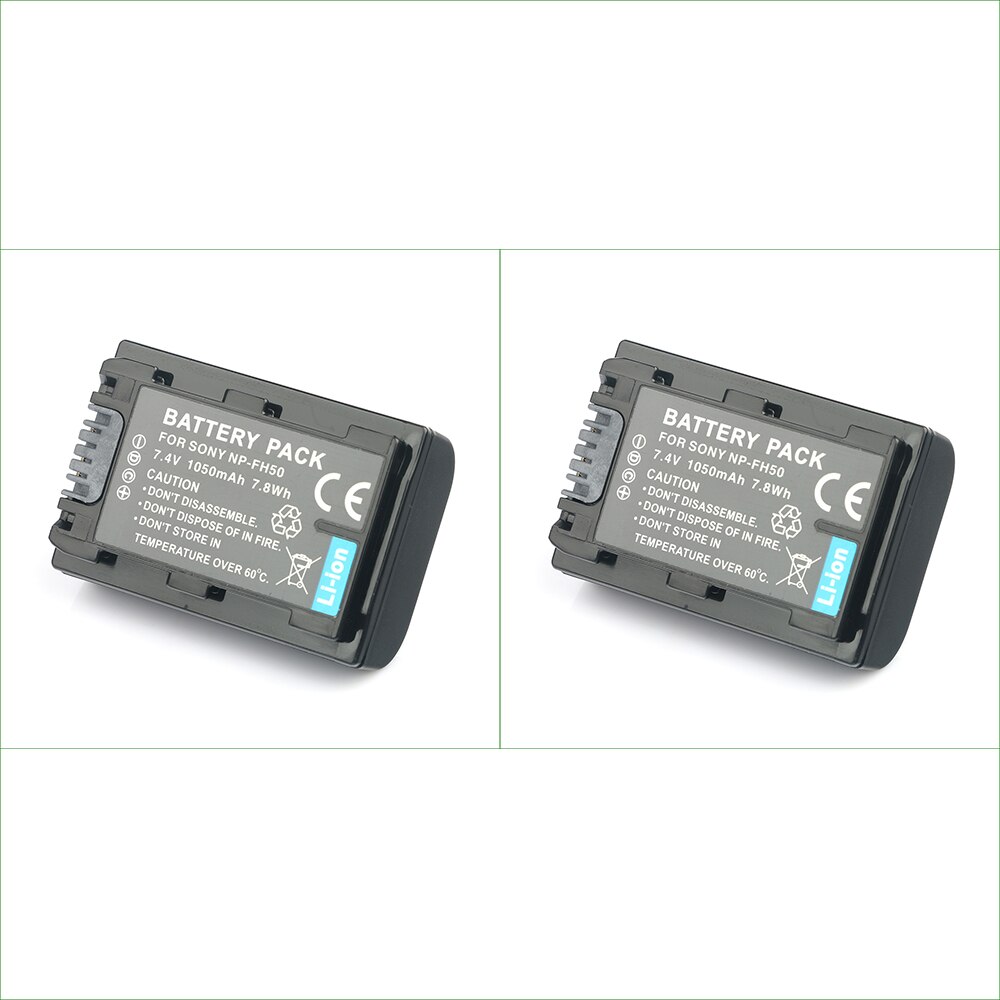 LANFULANG NP-FH50 NP FH50 batería para cámara Digital + cargador para Sony NP FH30 FH40 FH60 FH70 FH100 DCR SR35 SR42 SR45 SR82: 2PC Battery