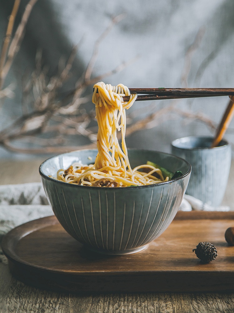 Nordic retro servies thuis Japanse keramische kom soepkom eten rijst kom creatieve slakom grote instant noodles