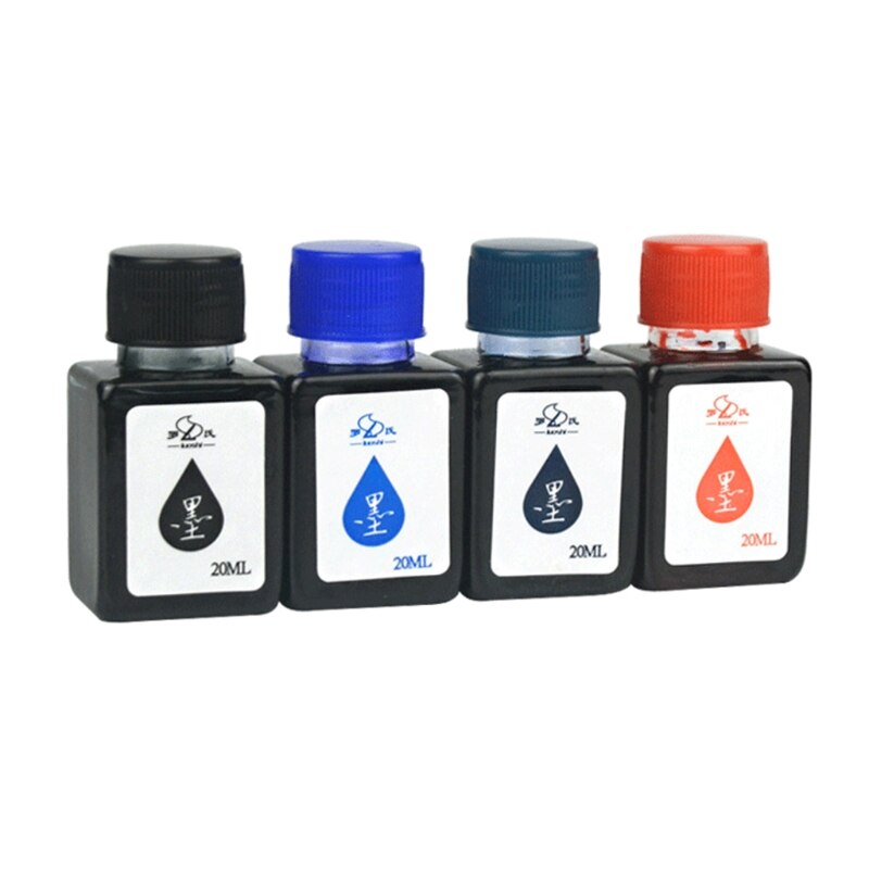 57EC 20ml Calligraphy Ink Bottle Fountain Pen Ink Bottle Black/Blue/Dark Blue Plastic Bottle Lighweight Portable Quick Dry
