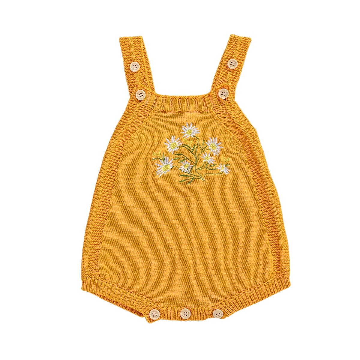 0-18m bebê infantil meninos meninas malha macacão sem mangas flores botão de impressão outono inverno amarelo macacões