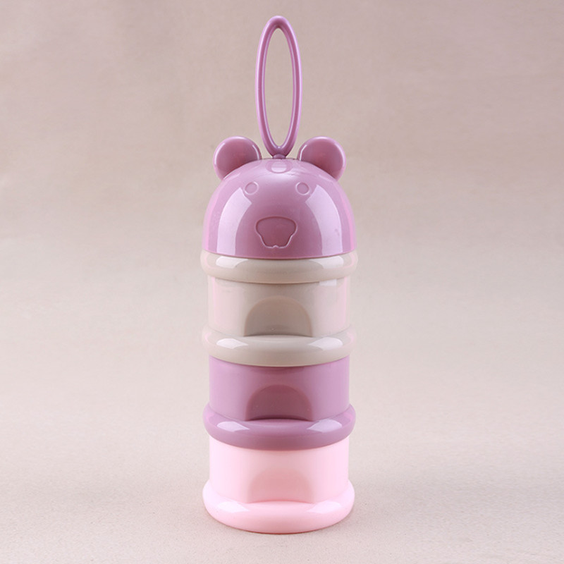 3 Layer Frog Style Portable Baby Food Storage Box Essential Cereal Cartoon Milk Powder Boxes Toddler Kids Formula Milk Container: Purple