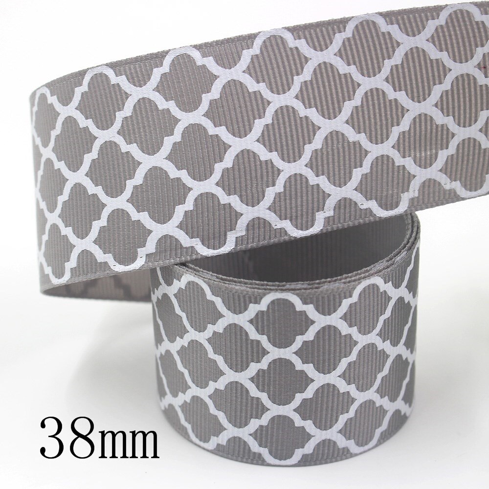 1-1/2 ''38mm 10yds Geometrische patronen Thermische overdracht Gedrukt grosgrain Linten, boog cap accessoires decoraties, I-191121-2534: I-191121-2538