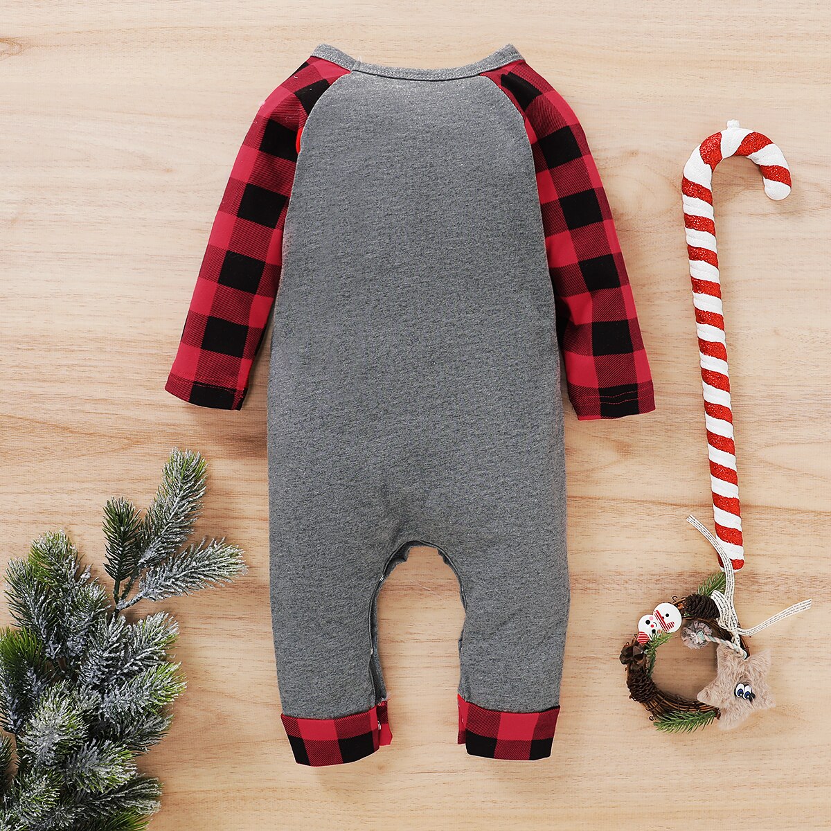 Pasgeboren meisjes halloween thanksgiving kerst jumpsuits ronde hals lange mouwen cartoon streep geruit lange romper overall kleding