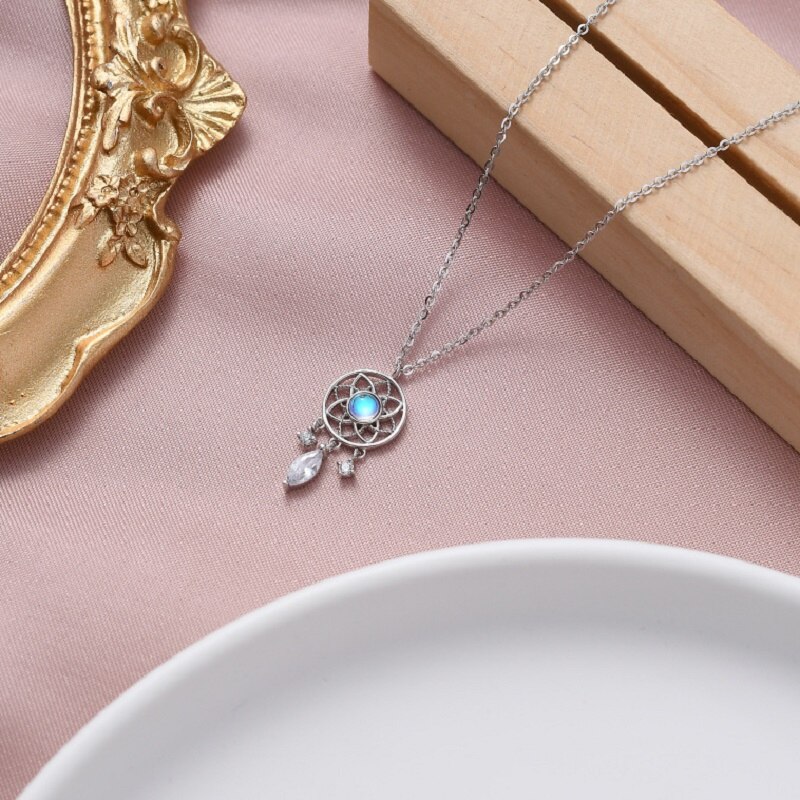 Moonstone colar de jóias da série 2021, colar com pingente de liga metálica vazada colar feminino