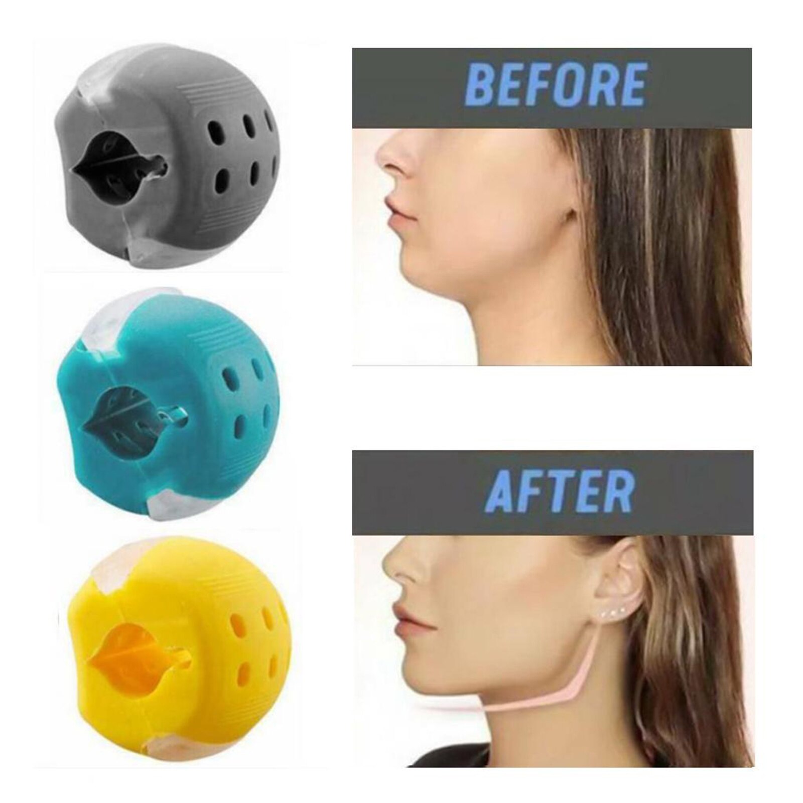 Ejercitador de mandíbula, pelota para hacer ejercicio, entrenador, reductor de barbilla Doble