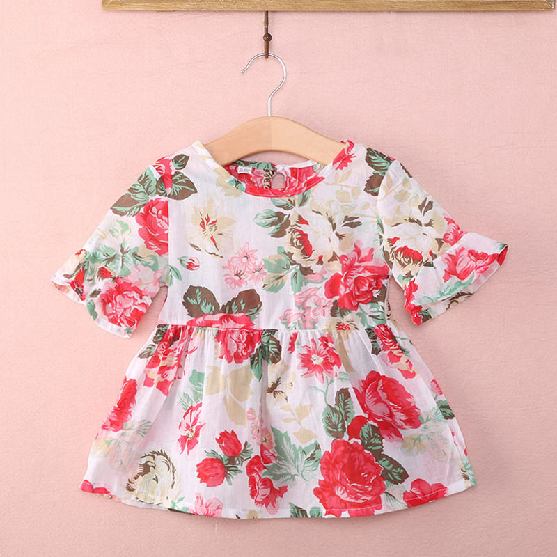 Pudcoco pige top tøj 1y-6y småbørn børn baby piger tøj tøj blomster sommer t-shirt toppe kjole bluse