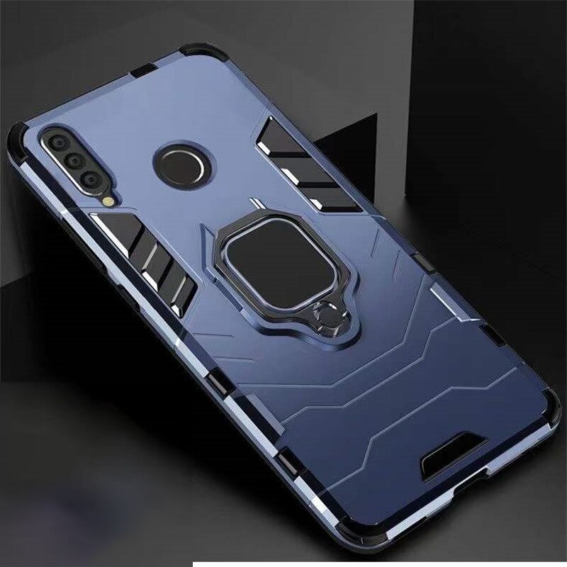 Voor Honor 20 Lite Case Voor Honor 20 Lite MAR-LX1H Armor Cover Finger Ring Holder Case Voor Huawei Honor 10i 10 Ik Shockproof Cover: Honor 20 Lite Global / Navy Blue