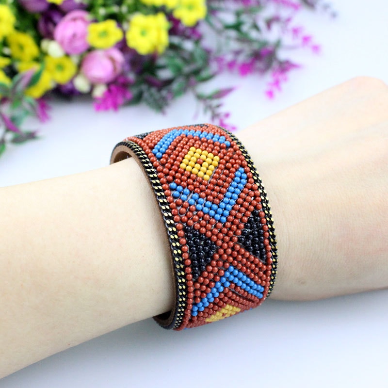 Pulseras coloridas de cuentas de semillas bohemias para mujer, de joyería hecho a mano, pulsera de cuentas barata, pulseras con cierre magnético