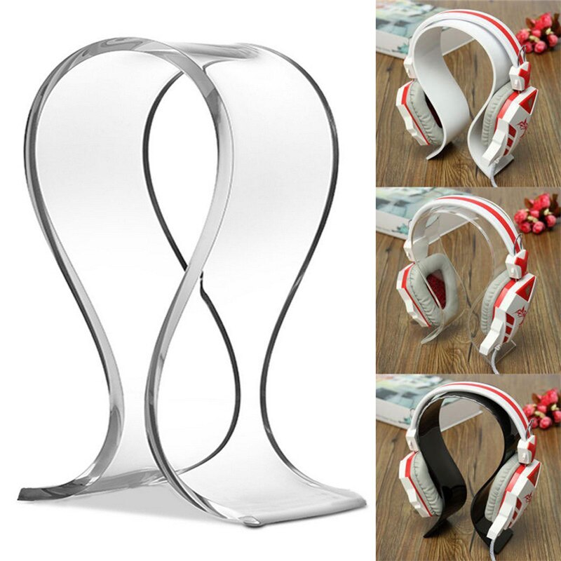 1pc universal akryl hovedtelefon headset display stativ rack bøjleholder klar øretelefon skrivebord hylde beslag