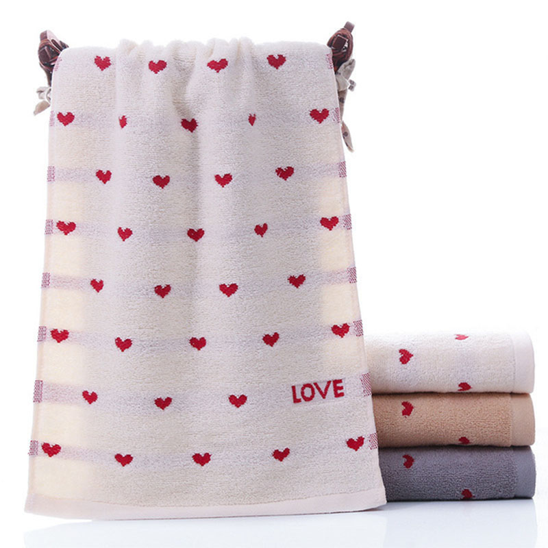 Cotton Red Heart Pattern Face Towel Bath Towels Soft Absorbent Material Cloth for Couple Adult Clean Product Home Textile: 2 / 4pcs