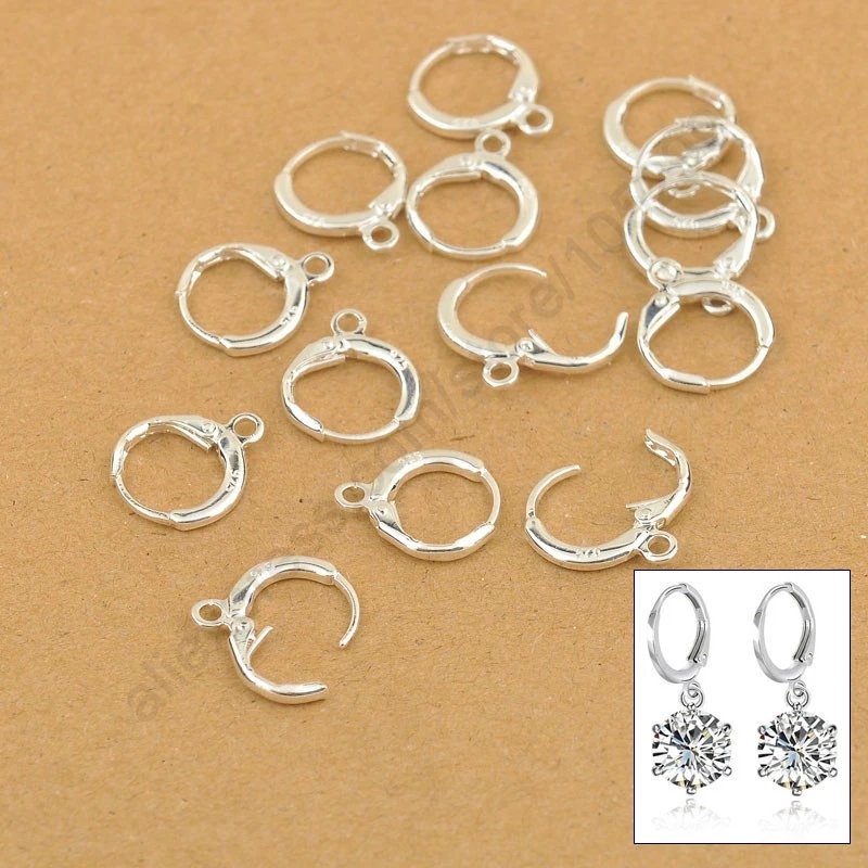 Ganchos para pendientes de plata de ley 925, accesorios para hacer joyas: Negro