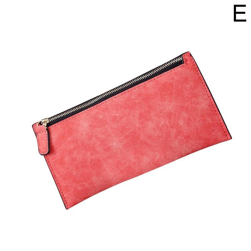 Women's clutch purse card holder matte leather long wallet bag female R1W3: E