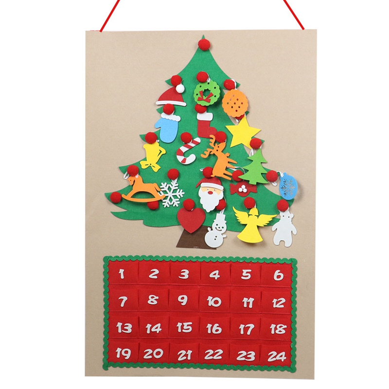 Christmas Tree Felt Advent Calendar Countdown To Christmas Homemade Advent Calendar Party Decoration: Default Title