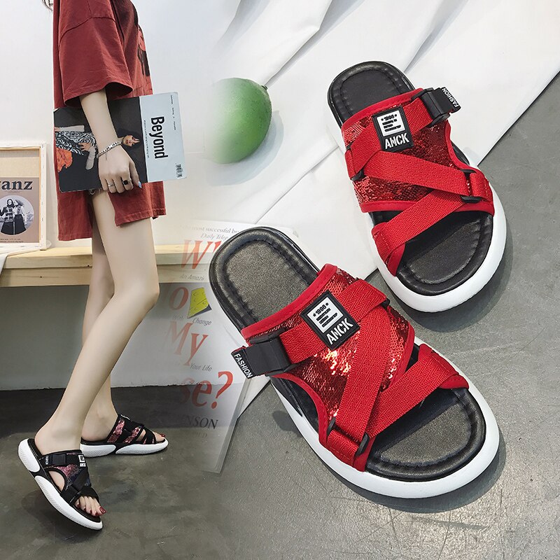 Bling bling kvinder rutschebaner sommerhus hjemmesko kvinder sko klipklapper rutschebaner sandaler strandrutschebaner damer fest zapatillas mujer