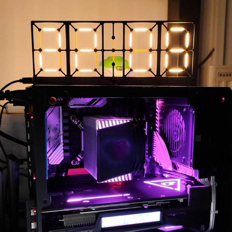 DIY Glow Light Analog Tube Clock Retro LED Color Discoloration Clock Home Digital Hollow Clock