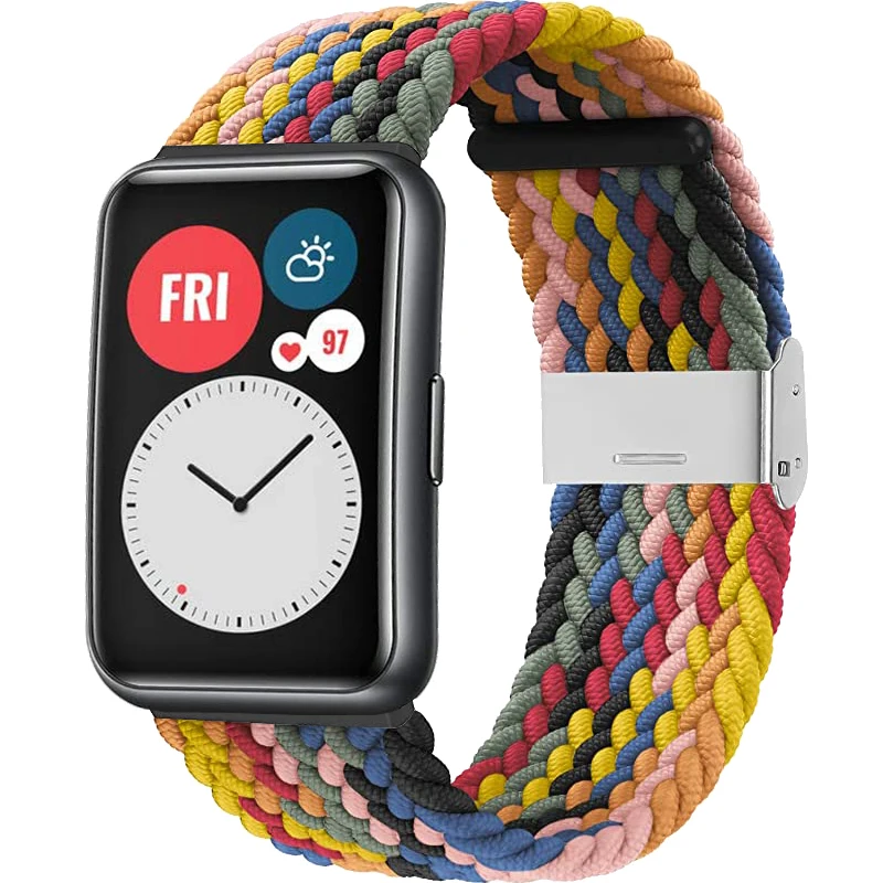 Rem til huawei watch fit 2- rem flettet nylonrem justerbar udskiftningsrem til huawei watch fit-remme