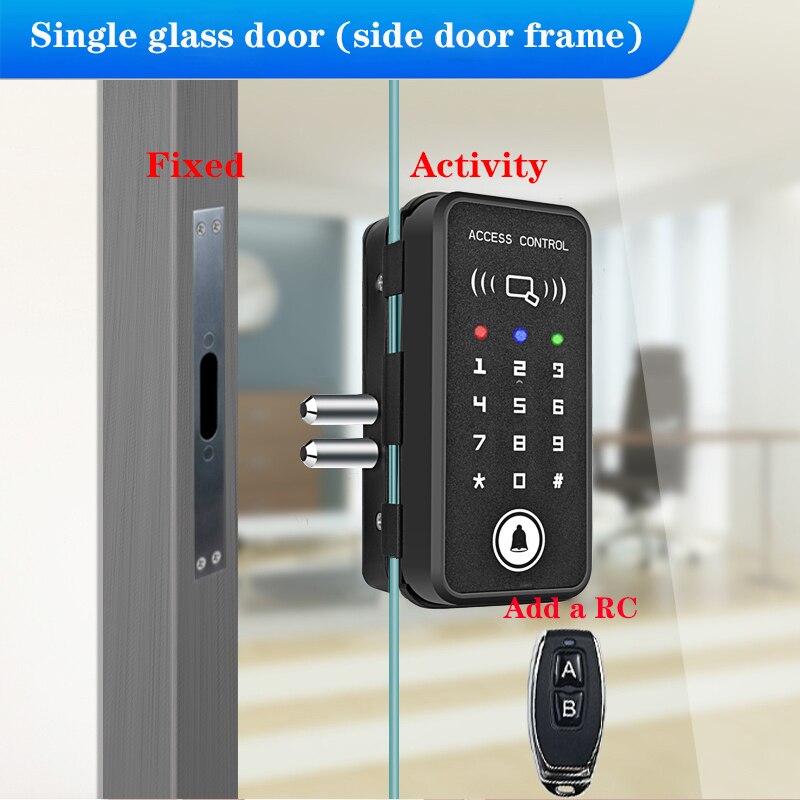 Frameless Glass Door Lock Office Glass Door Password Lock Single&Double Door Smart Card Key Door Lock XM-R1: B2