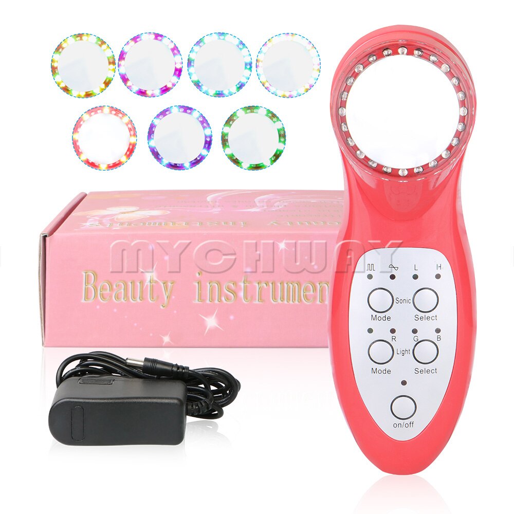7 Colors Facial Skin Lifting Ultrasound 3Mhz Ultrasonic Blue Red Led Photon Skin Beauty Skin Rejuvenation Machine Home Usse