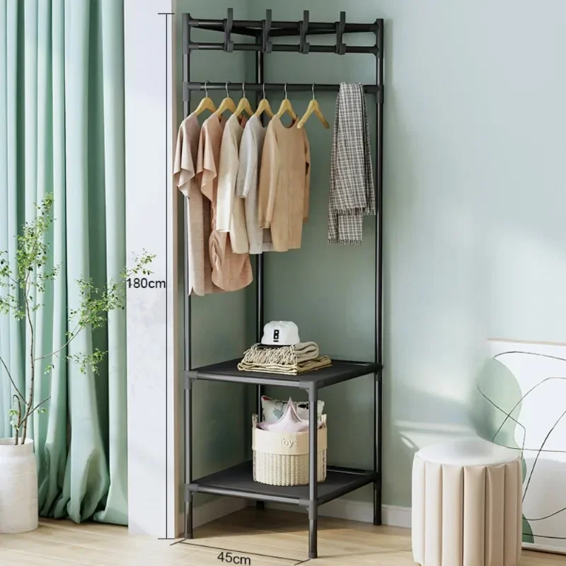 Perchero esquinero para ropa de dormitorio, perchero de pie para ahorrar espacio, percheros para ropa, mesita de noche sencilla, estantería de pie: Rojo
