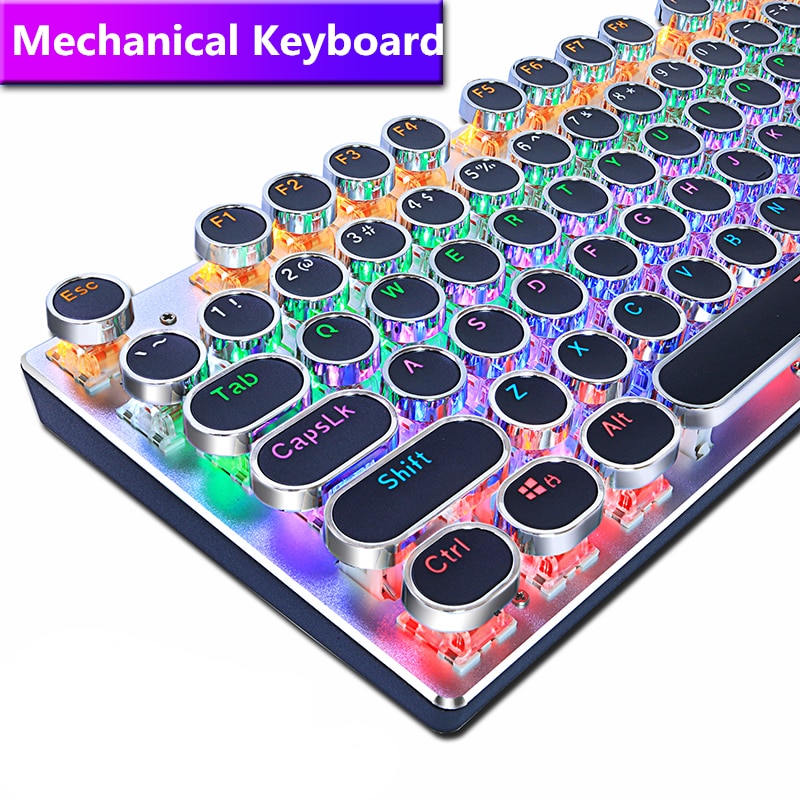 METOO-ZERO Round Keycap Gaming Mechanical Keyboard Blue Black Red Switch Anti-Ghosting USB Wired LED Backlight Keyboard for PC