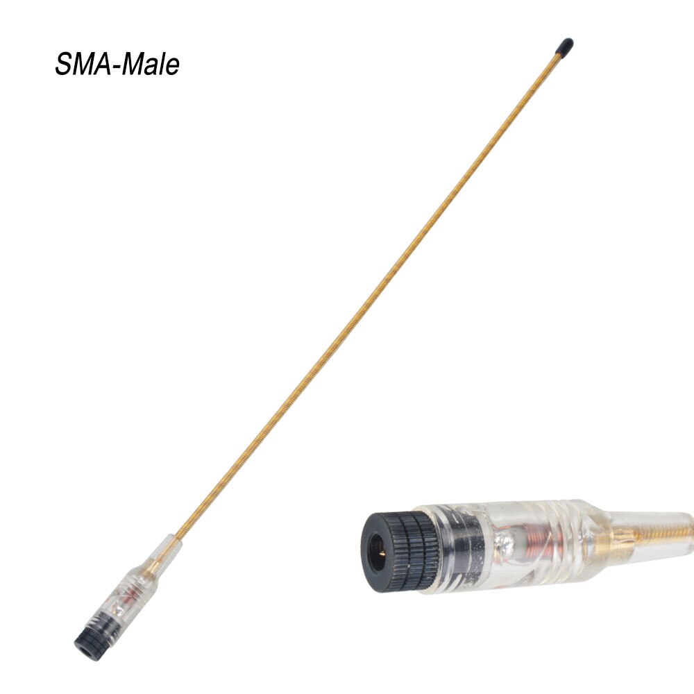 Dual Band 144/430Mhz 3.2dB 2.15dB 39Cm High Gain Draagbare Koper Flexibele Zweep Antenne Vhf Uhf Transparant wit: SMA-Male