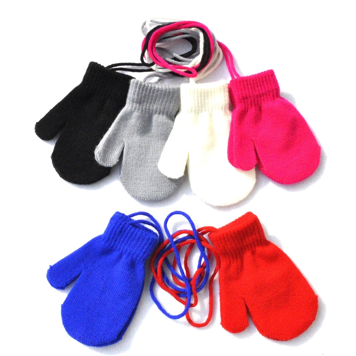Guanti per bambini inverno appeso al collo guanti morbidi lavorati a maglia per 1-4 anni guanti per bambini asilo per bambini ragazzi e ragazze tinta unita