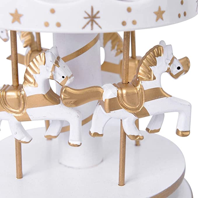 Merry Go Round Music Box Geometric Baby Room Decoration Unisex Wooden Christmas Horse Carousel MusicBox birthday ado