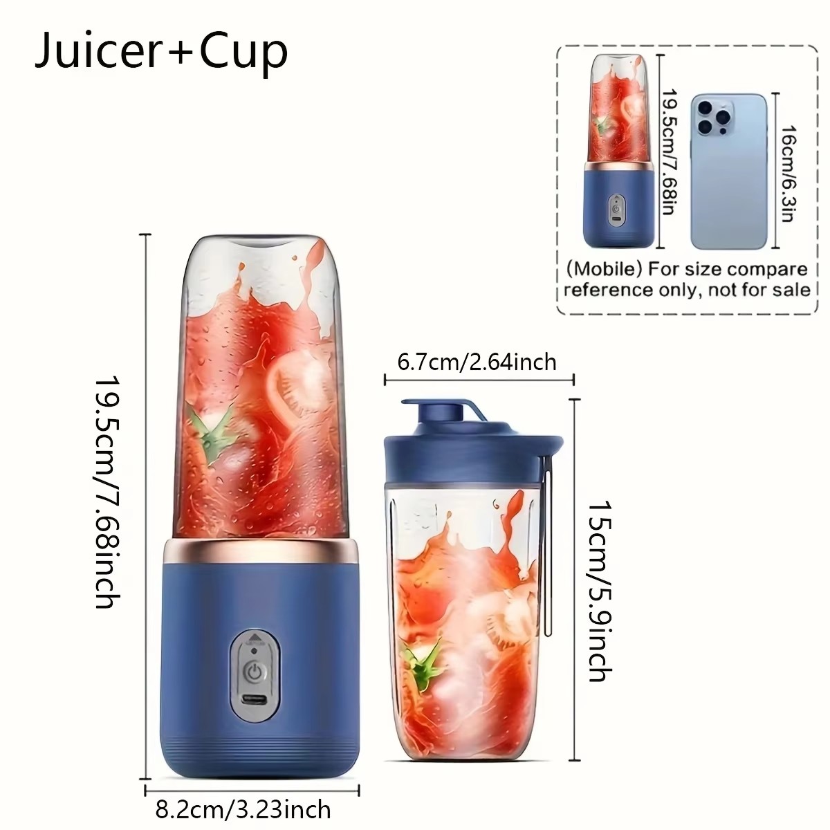 1pc handheld blender bottle 6 blades Multifunction juice blender Fresh juice Smoothie Ice CrushCup Food pro juicer machine