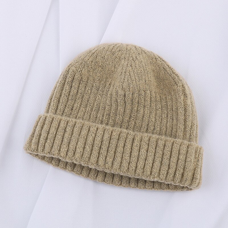 Mode Mannen Beanie Winter Gebreide Muts Jongen Skullcap Sailor Cap Manchetten Retro Navy Korte Hoed Effen Kleur Unisex herfst Warm Cap: 6