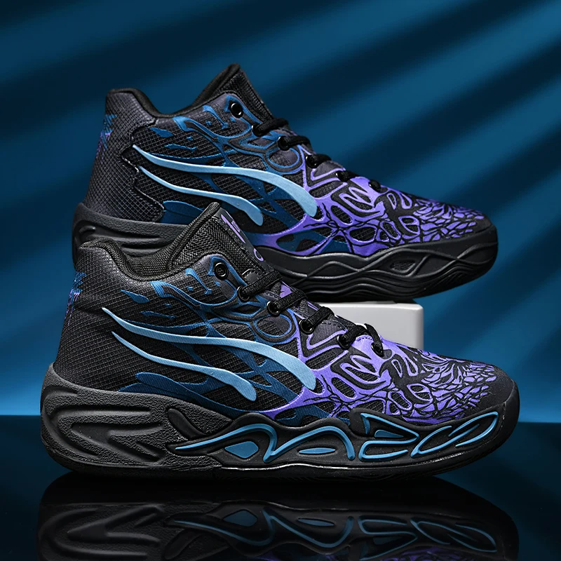 Basketballschuhe für Herren, Feldtraining, hoch oben, bequem, rutschfest, Sportschuhe, luxuriöse flache Schnür-Sneaker für Herren