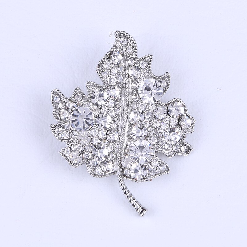 Korea Schöne Wilden Trend Strass Brosche Ahorn Kristall Brosche Anlage Blatt Brosche Mantel Zubehör: Silver