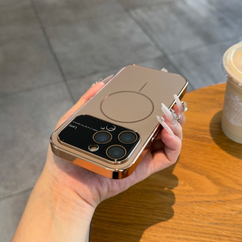 Husă magnetică de lux hoce, placată cu ag mat, pentru magsafe, pentru iphone 16 15 14 13 pro max, cu lentilă din sticlă și protecție pentru cameră, husă rigidă