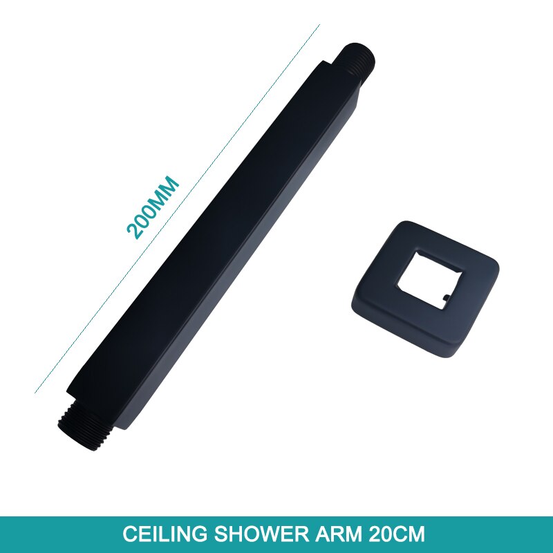 Badkamer Overhead Muur Plafond Gemonteerde Douche-Arm Top Hoofd Douche Mat Zwart Neerslag Badkamer Grote Vierkante Ronde Ovale Ovale: SA0002BK-86