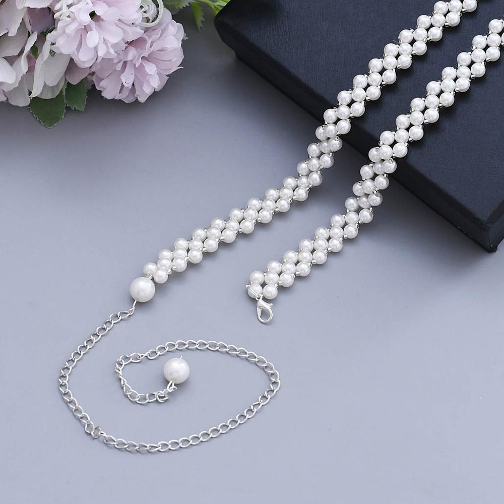Trixy S398 Elegante Ketting Riem Voor Vrouw Kralen Parels Riemen Voor Jurken Pearl Riemen Voor Dames Meisjes Sash Riem Vlakte bruids Riem