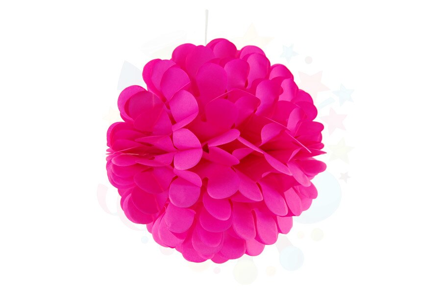 Paper Pompom Flower Vine Ornament 25 Cm-Fuchsia
