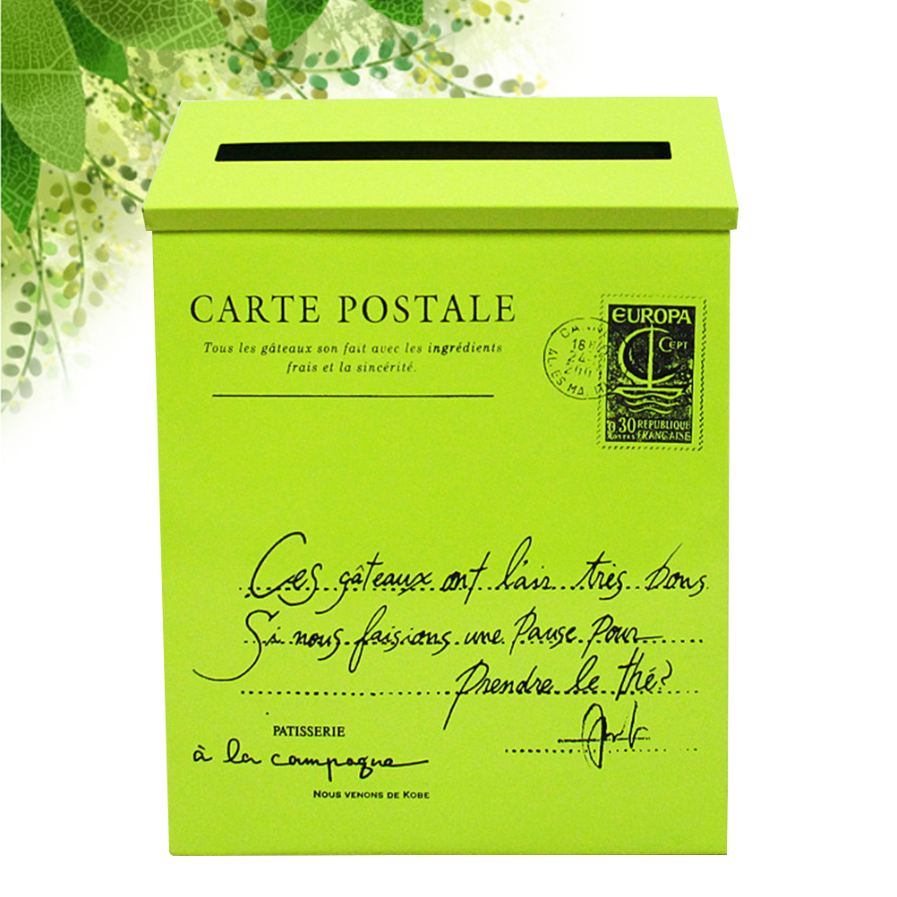 1pc Post Box Wall-mounted Decorative Retro Metal Mailbox Letter Box for Incoming Mail: Light Green