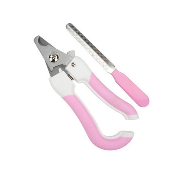 Pet dog nail grinder Toe Care nail cutter Dogs Cats Claw Nail Clippers File Portable Scissors dog grooming trimmer: Pink / S