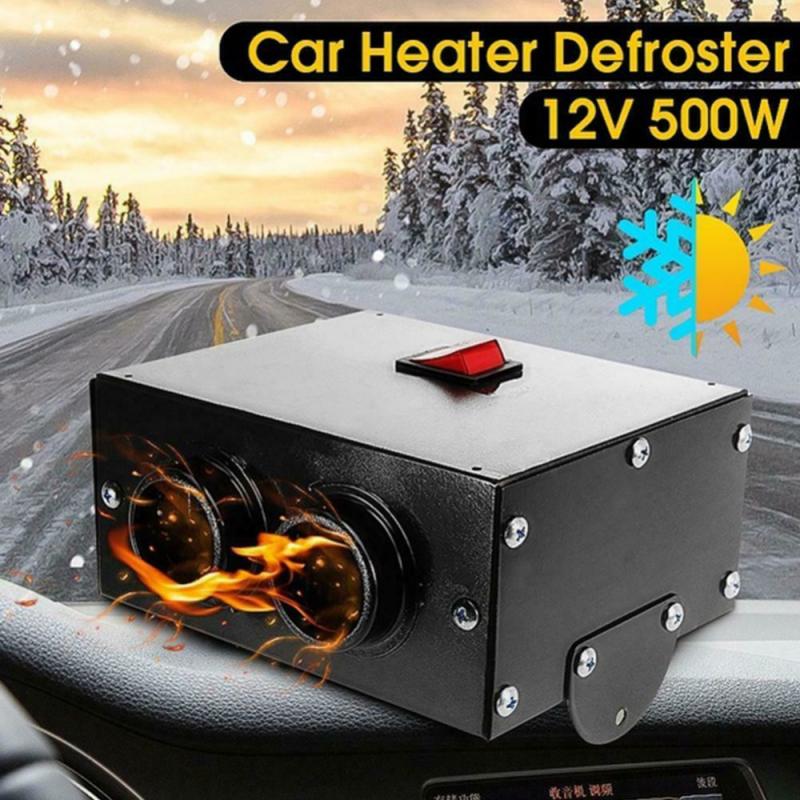 500W 12V /24V 2 Hole Car Vehicle Cooling Fan Warm Heater Windscreen Demister Defroster 2 In 1 Portable Auto Car Van Heater