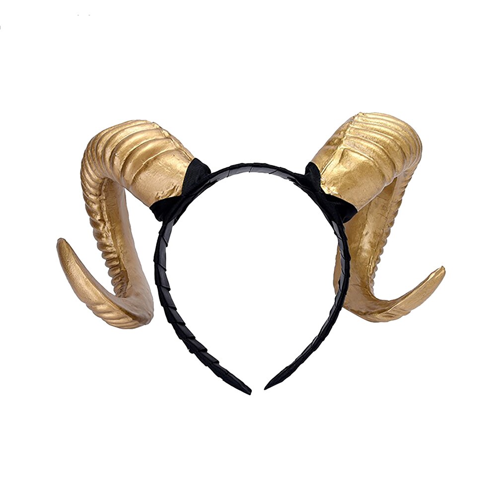 Xmas Hoofddeksels Antlers Schapen Hoorns Hoofdband Hoofddeksel Vrouwen Sieraden Foto Props Halloween Kerst Festival Cosplay Hoofdtooi: Goud