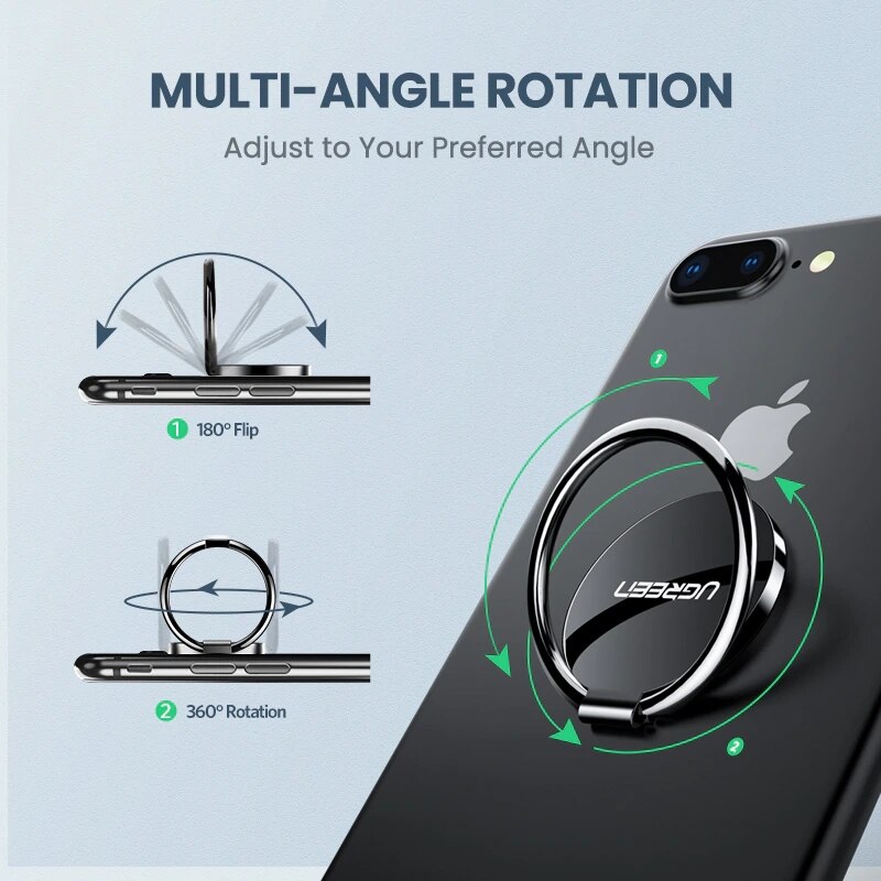 Ugreen-Soporte de anillo para teléfono móvil, rotación de 360 grados, para iphone 11, 12, Xiaomi, Samsung y Huawei