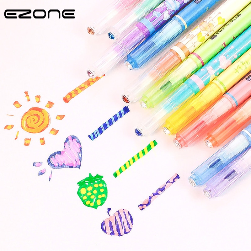 EZONE Markieren Stift Doppel geleitet Fluoreszierende Stift Süssigkeit Farbe Diamant markieren Stift Für freundlicher Zeichnung Graffiti DIY Versorgung