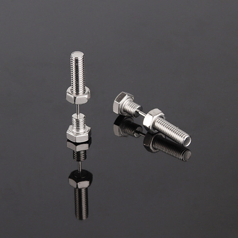 2 piezas gótico Unisex Punk Rock acero inoxidable tornillo de uñas Piercing Stud pendientes novedad Piercing joyería Rock Piercing joyería