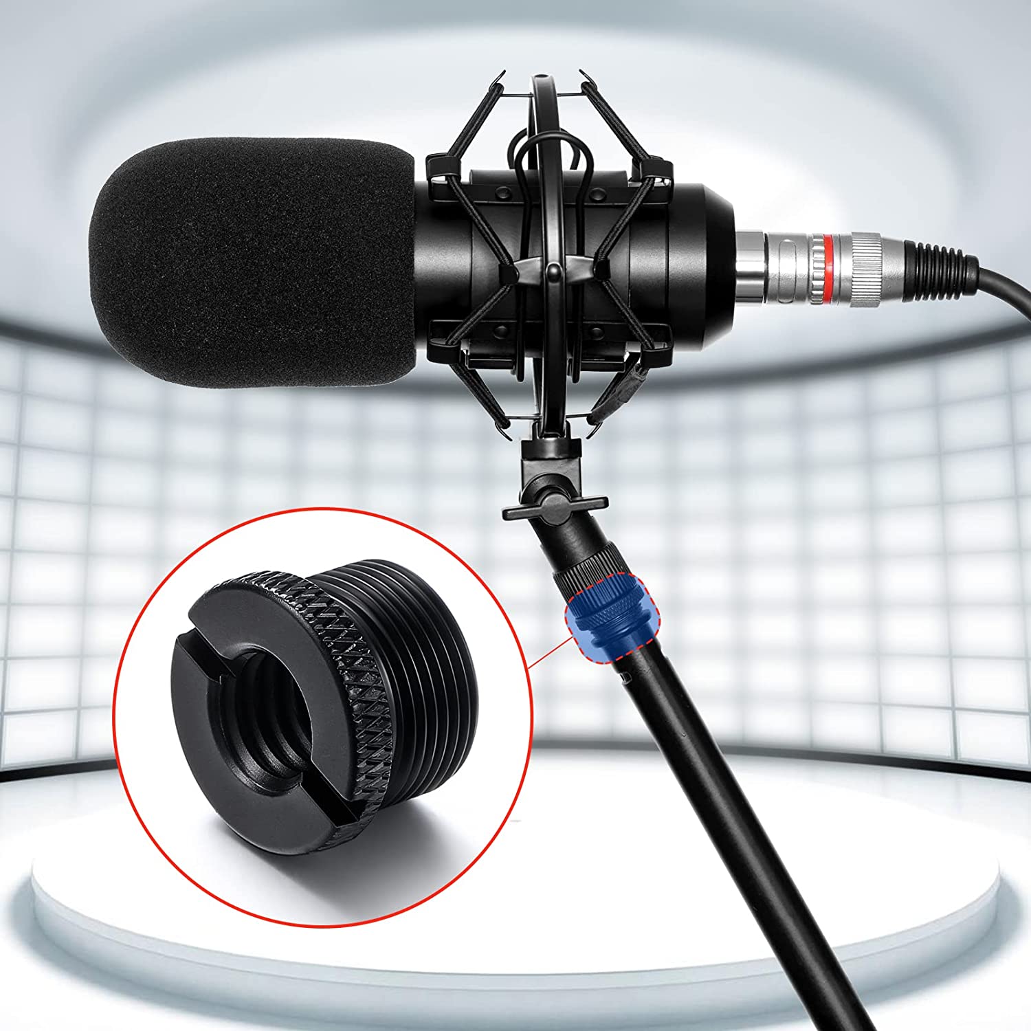 8 Pack Mic Screw Adapter 3/8 Female to 5/8 Male Microphone Stand Adapter Thread Adapter Set Mic Stand Screw Adapter for Micropho