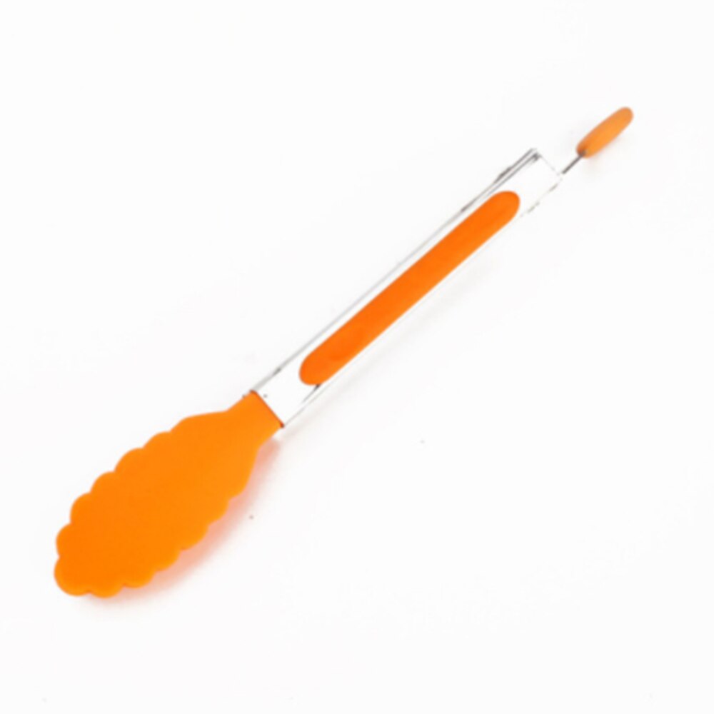 Pegador de comida de silicone, pinça de pegar comida, utensílio de cozinha, acessórios de braçadeira, ferramenta de cozinha para servir comida, salada: Orange