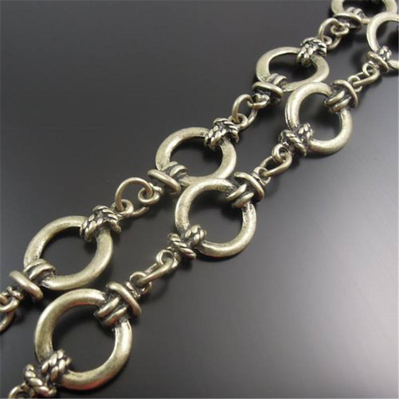 Cadena de Color plateado y bronce antiguo bohemio de 1 metro para pulsera, joyería hecha a mano, cadenas, collar, collares de cadena para mujer, Vintage DIY: Verde