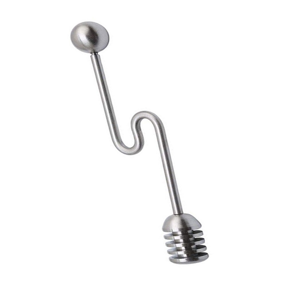 Curved Handle-stainless Steel with Round Bead Honey Spoon Honey Stirring Stick Silver Stirring Rod