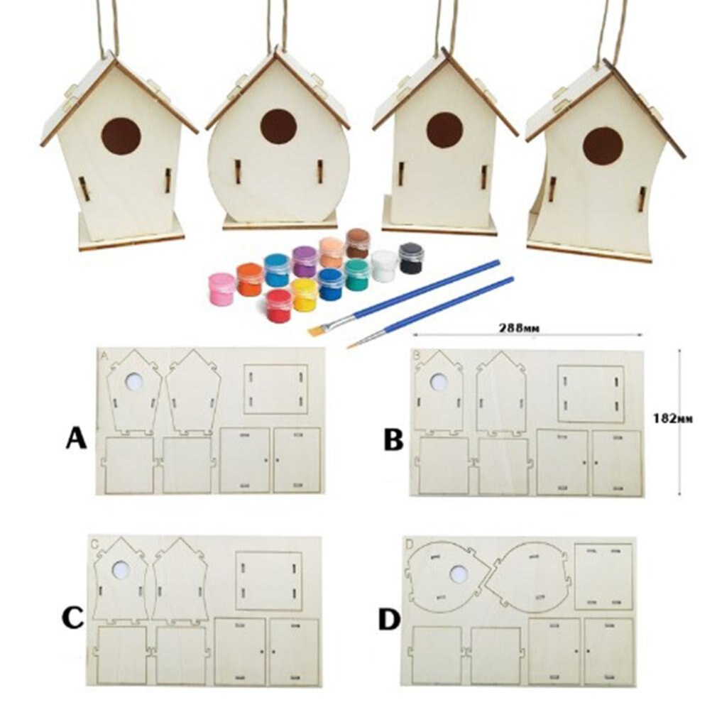 DIY Nest House Bird House Bird Box Handmade Wooden Box Cage Outdoor Birdhouse Garden Yard Hanging Pet Products Crafts