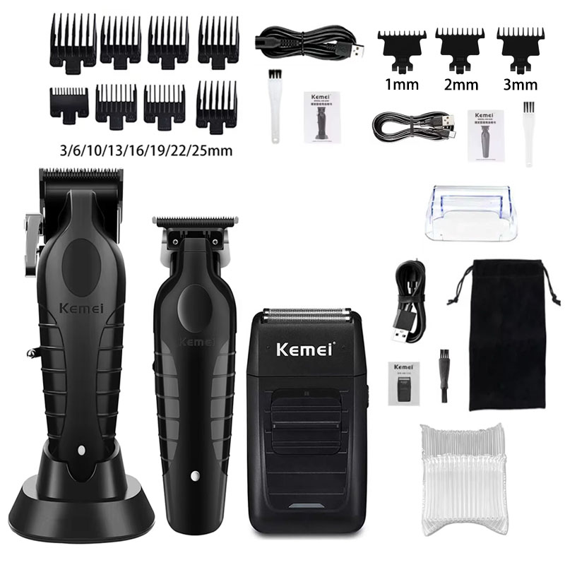 Kemei KM-2296 KM-2299 KM-1102 Kit de tondeuse à cheveux rasoir électrique pour hommes tondeuse à cheveux Machine de coupe de cheveux professionnelle: BLANC