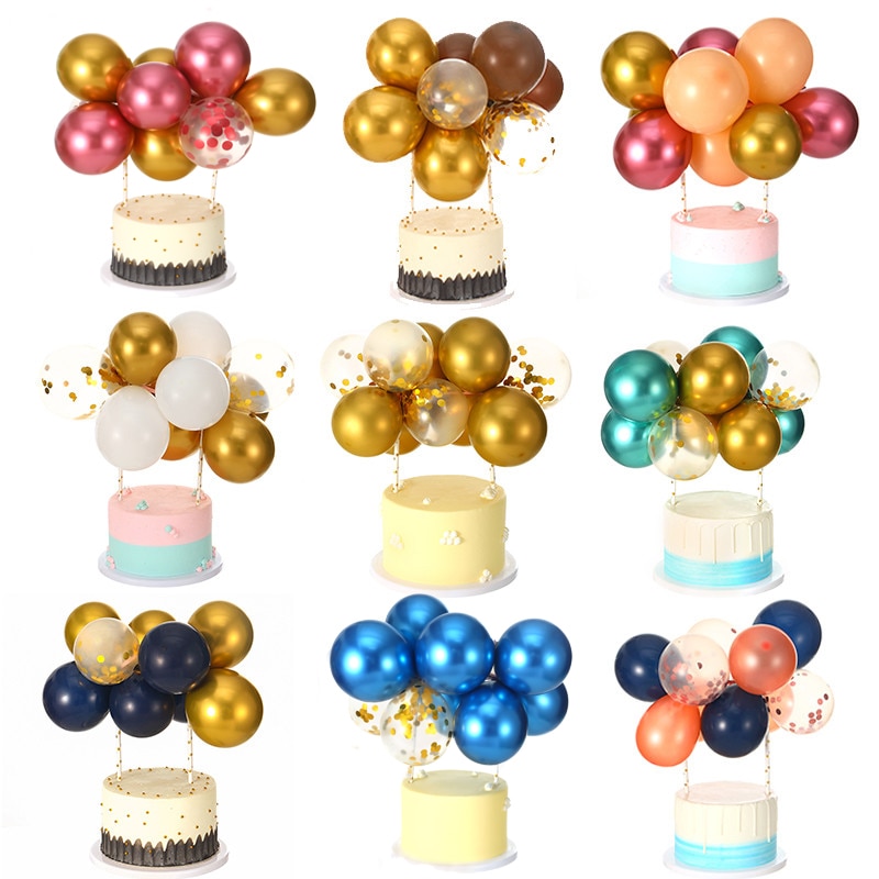 5Inch Balloon Cake Topper Wedding Confetti Metal Balloons Cake Topper balons for Birthday Party Cake Decoration Baby Shower deco